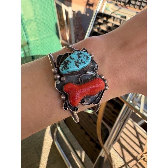 Artisan Sterling Silver Navajo Bracelet Genuine 1940’s Vintage - Picture 1 of 10